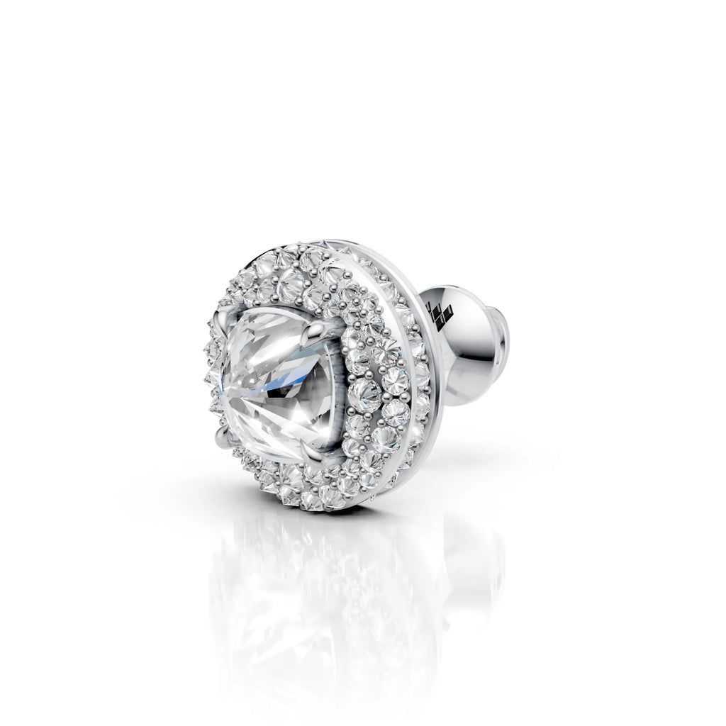 Cushion Cut Diamond Halo Stud Earring (1 PC)