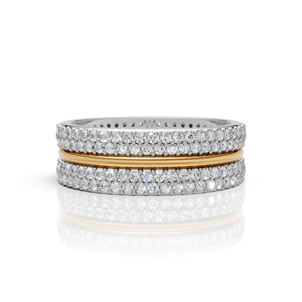 Solid Gold And 925 Sterling Silver Gold Moissanite Diamond Band Ring