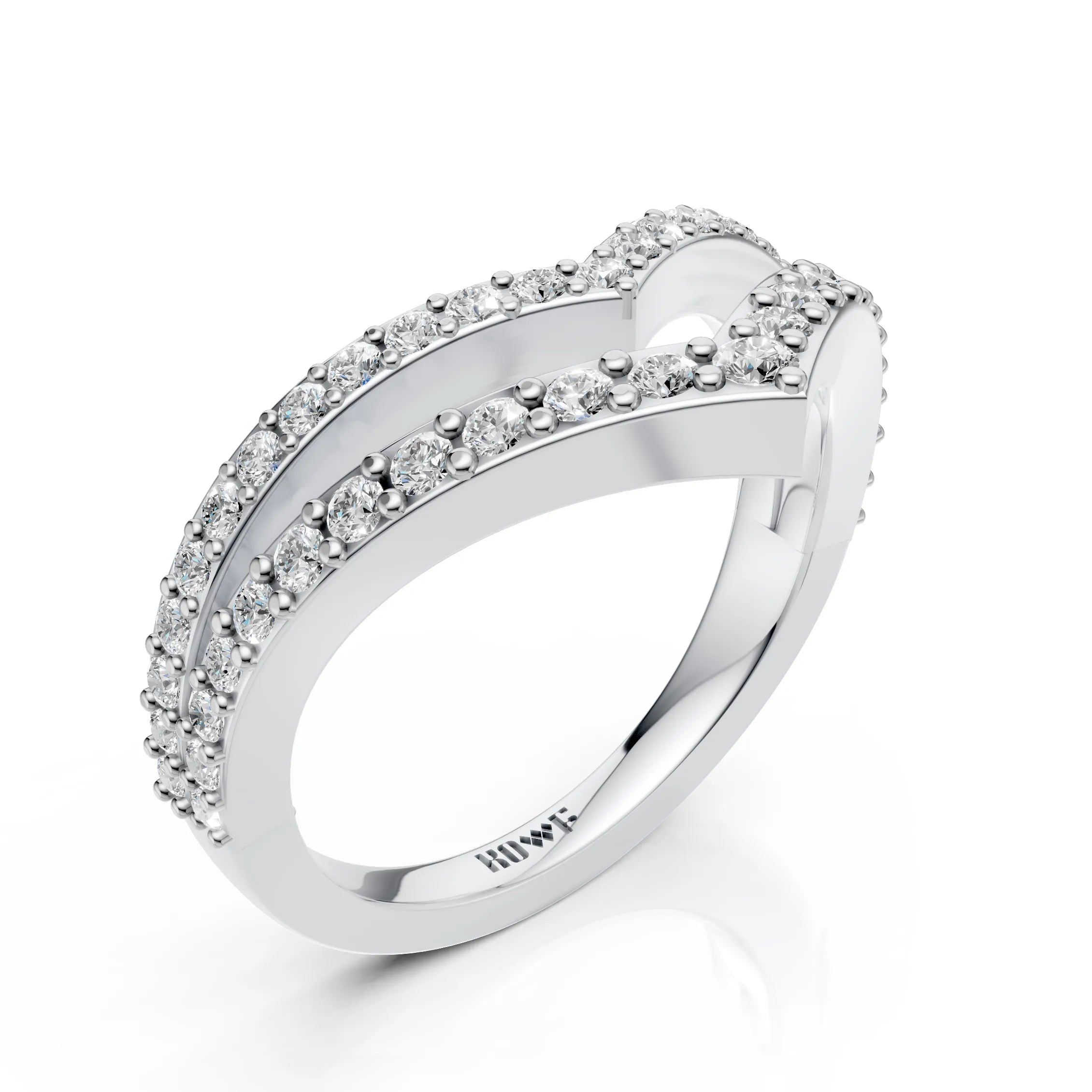 Modern Double Band Diamond Ring
