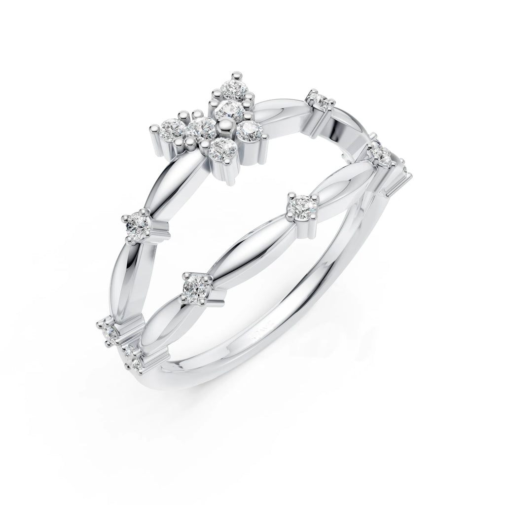 Modern Floral Diamond Ring