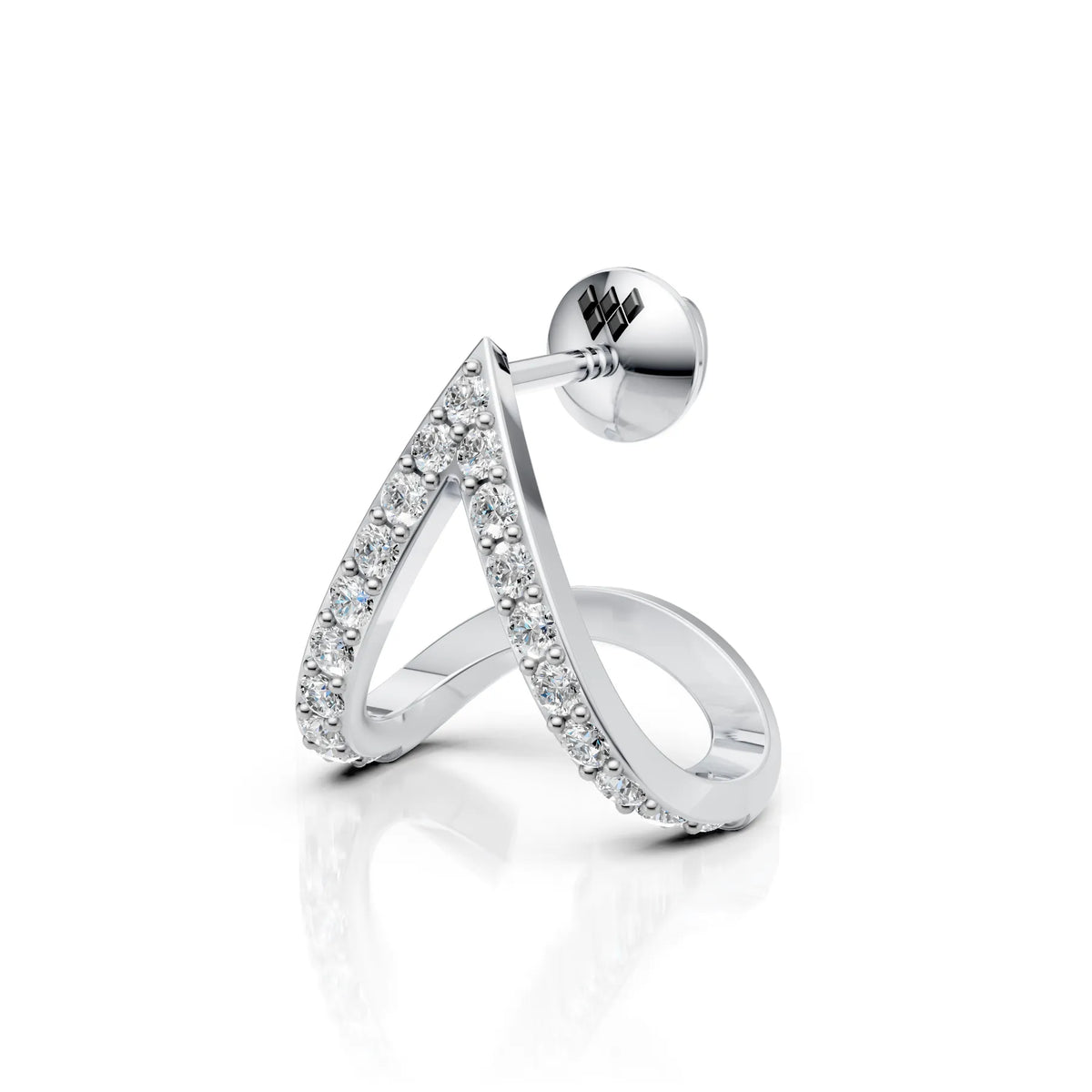 V-Shaped Round Diamond Hoop Studs
