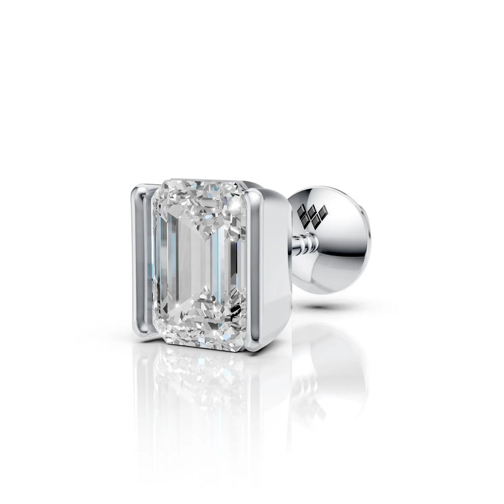 Emerald Cut Diamond Bar Set Stud (1 PC)