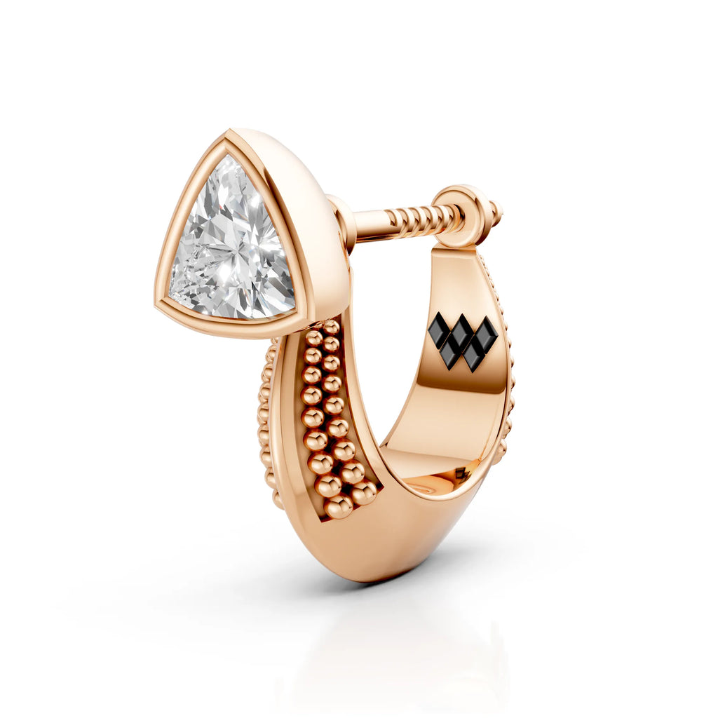 Trillion Cut Solitaire Diamond Huggie Bali
