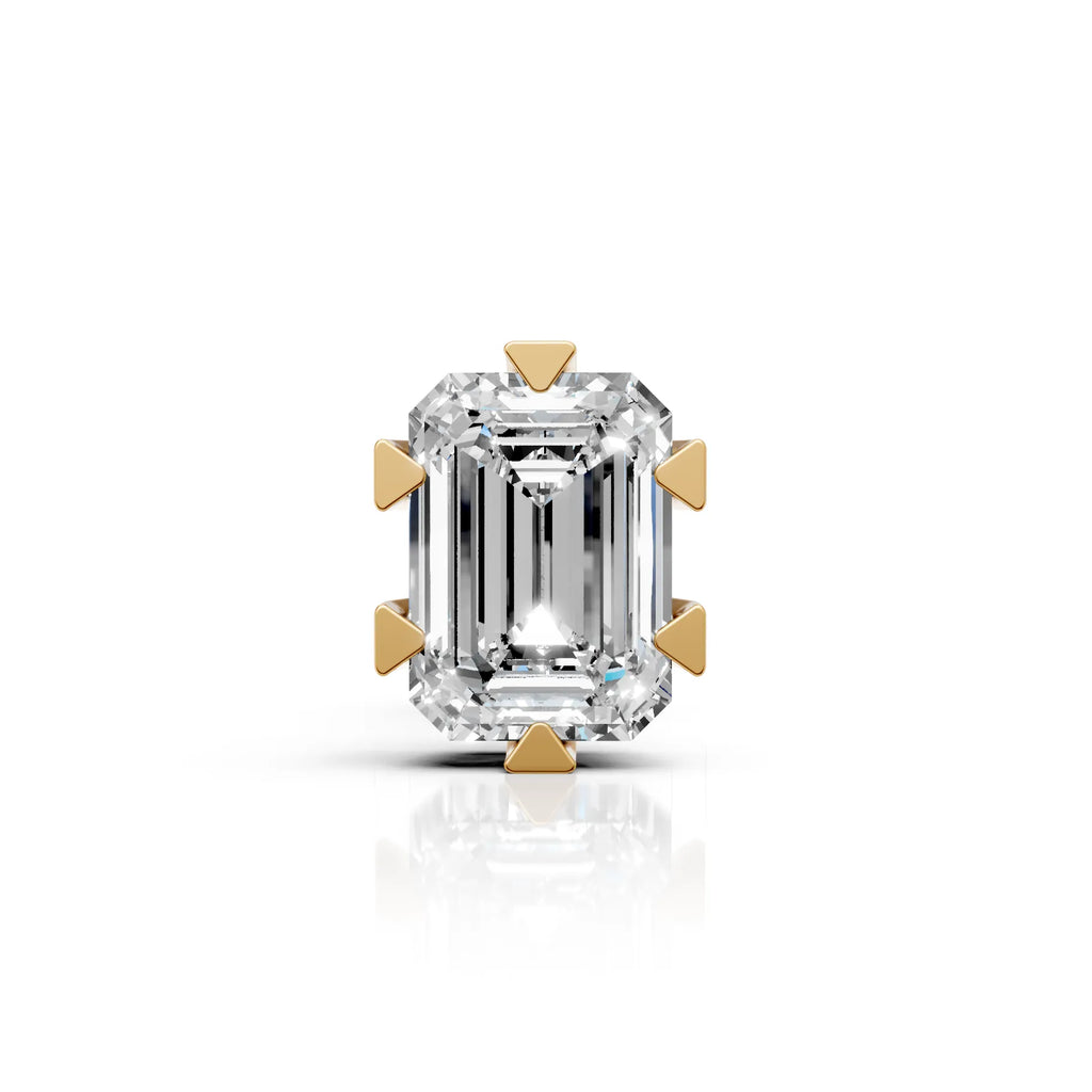 Emerald Cut Six-Prong Diamond Stud (1 PC)