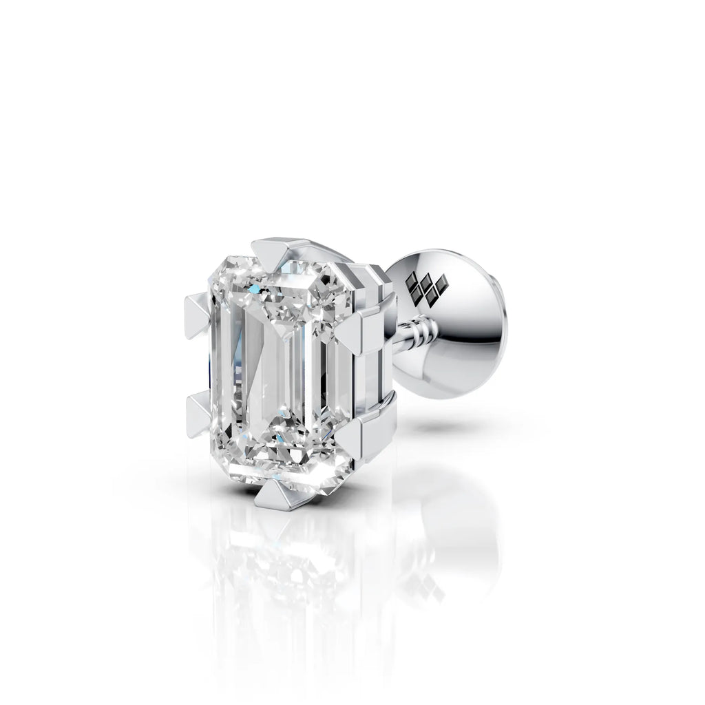 Emerald Cut Six-Prong Diamond Stud (1 PC)