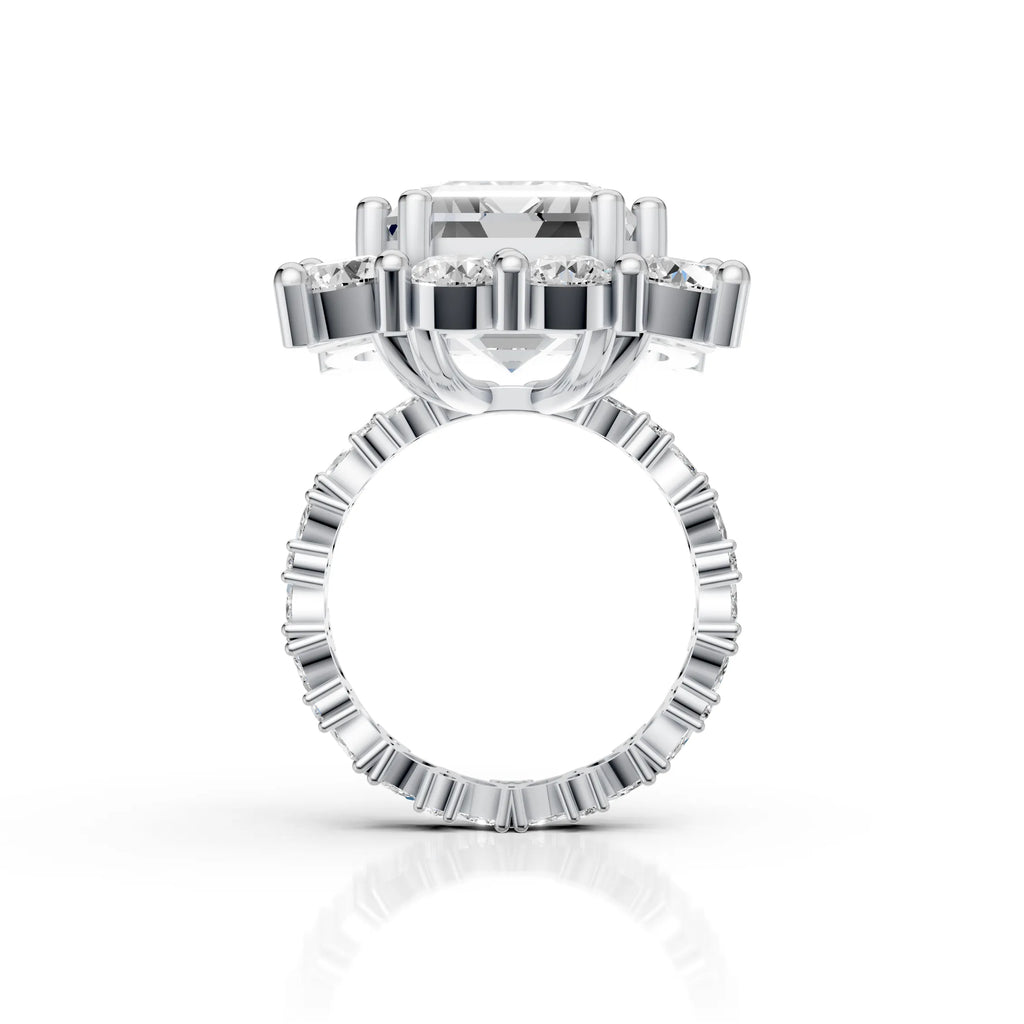 Royal Emerald Cut Diamond Cluster Ring