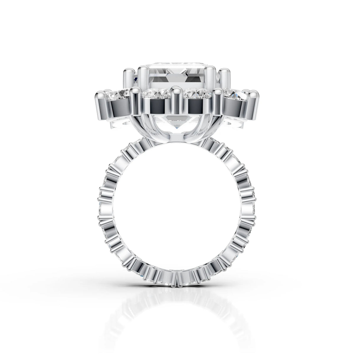 Royal Emerald Cut Diamond Cluster Ring