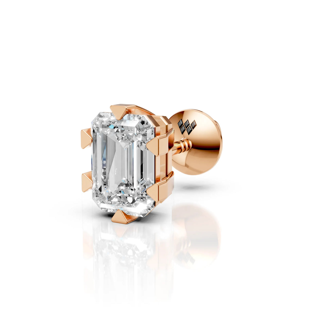 Emerald Cut Six-Prong Diamond Stud (1 PC)