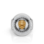 Solid Gold  And 925 Sterling Silver Gold Moissanite Diamond Bulky Lion Ring
