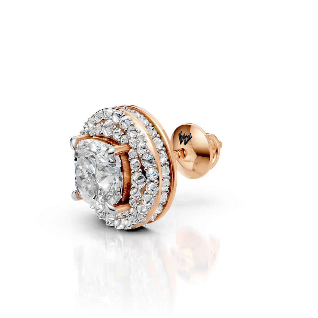 Cushion Cut Diamond Halo Stud Earring (1 PC)