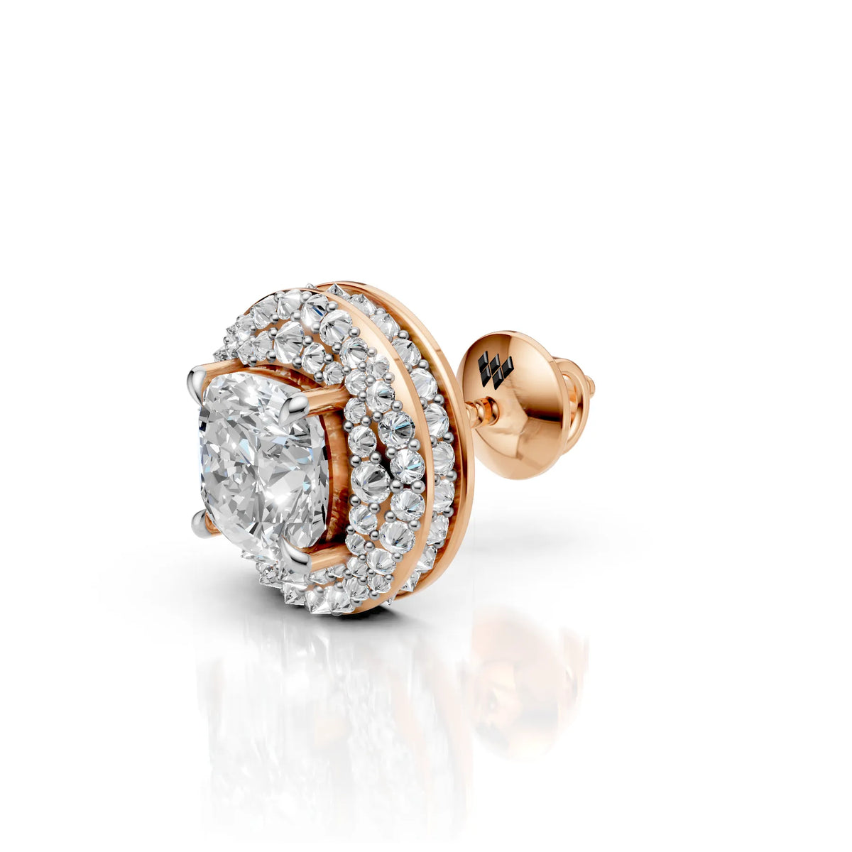 Cushion Cut Diamond Halo Stud Earring (1 PC)