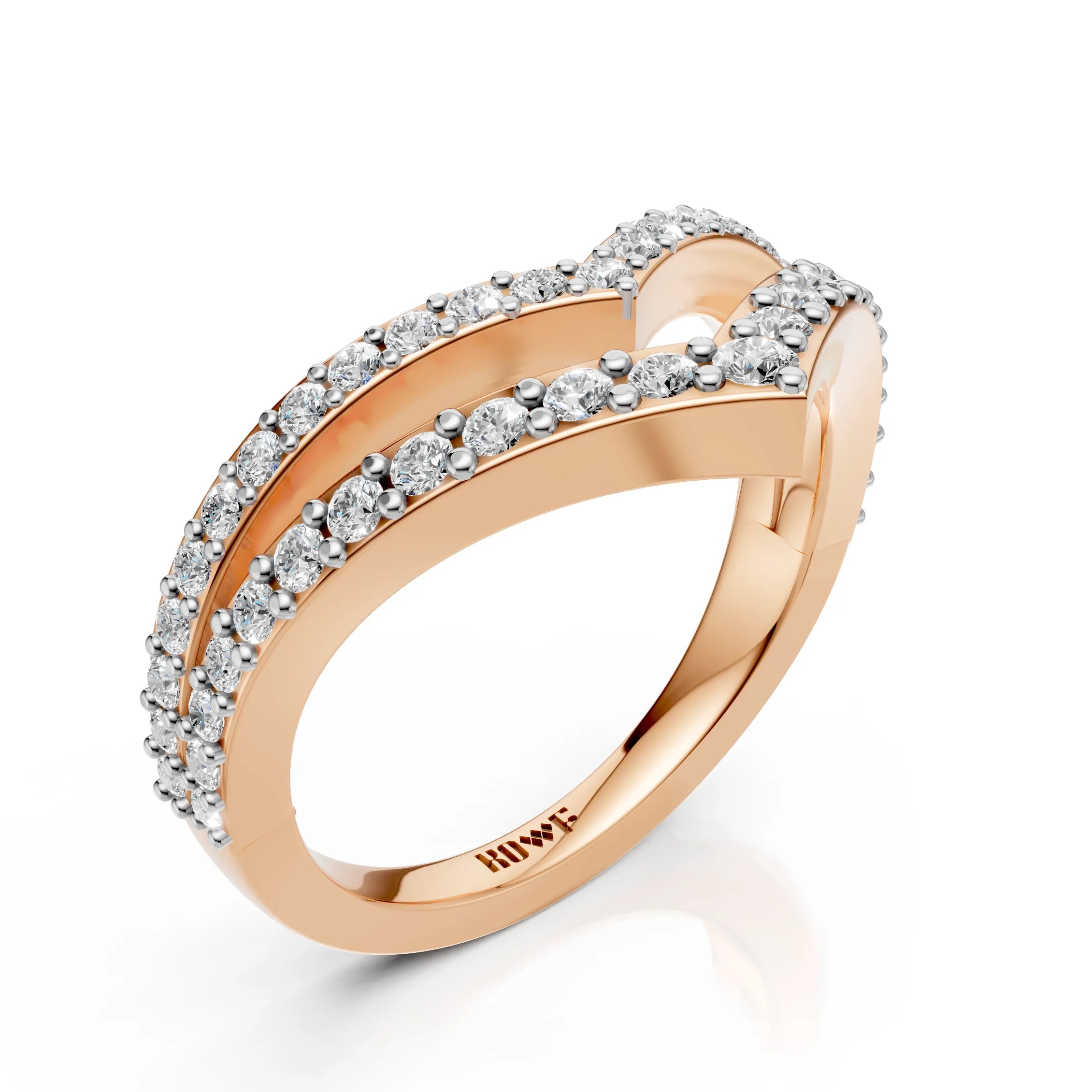 Modern Double Band Diamond Ring