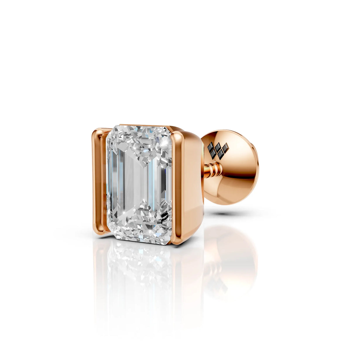 Emerald Cut Diamond Bar Set Stud (1 PC)