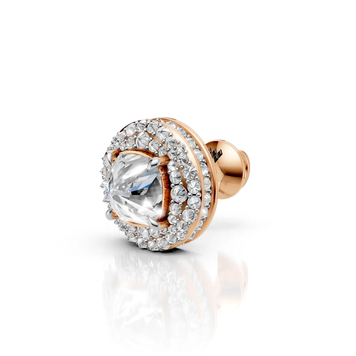 Cushion Cut Diamond Halo Stud Earring (1 PC)