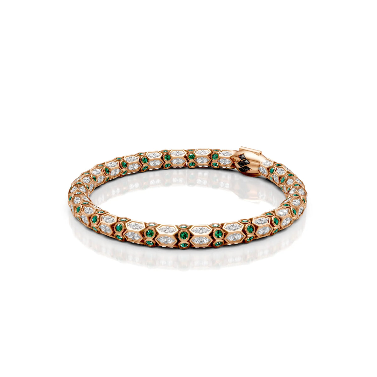 Green & White Diamond Rope Bracelet