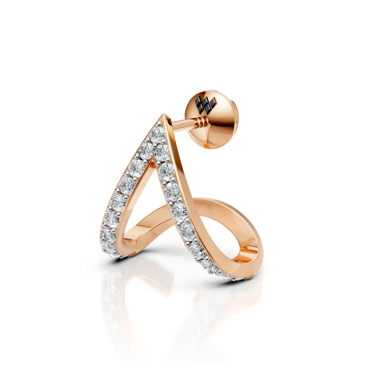 V-Shaped Round Diamond Hoop Studs