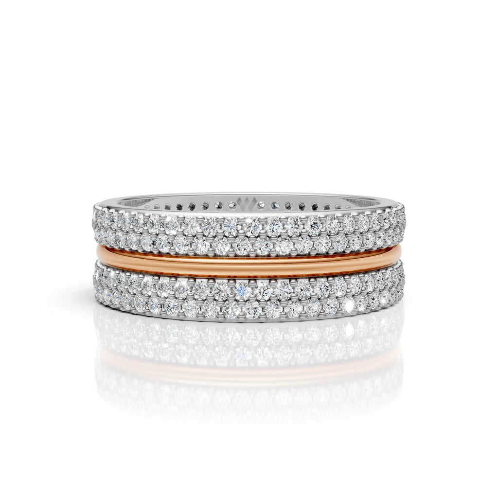 Solid Gold And 925 Sterling Silver Gold Moissanite Diamond Band Ring
