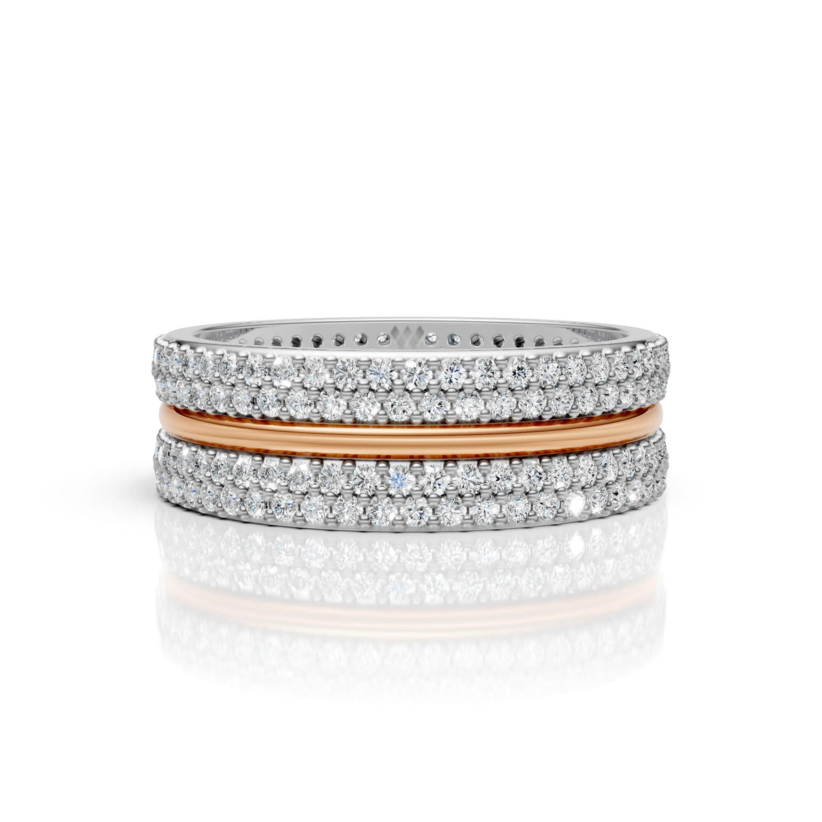 Solid Gold And 925 Sterling Silver Gold Moissanite Diamond Band Ring