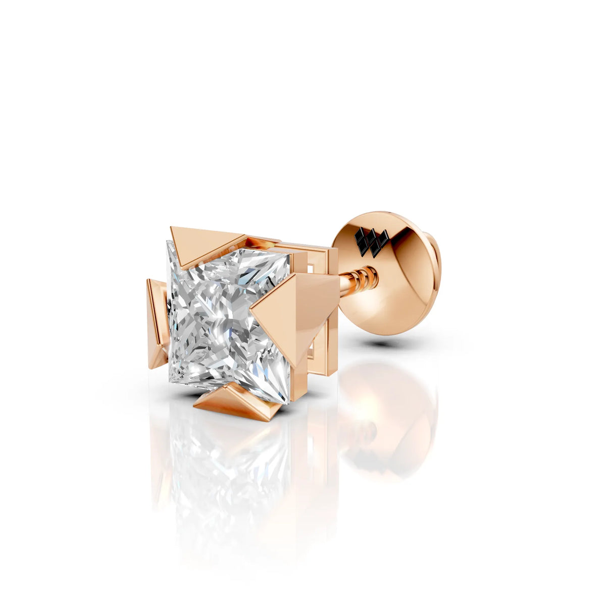 Princess Cut Triangle Claw Diamond Stud (1 PC)