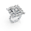 Royal Emerald Cut Diamond Cluster Ring
