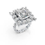 Royal Emerald Cut Diamond Cluster Ring