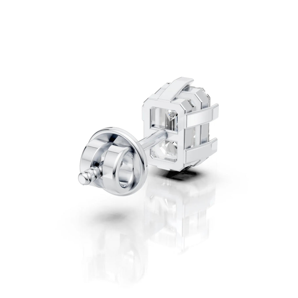 Emerald Cut Six-Prong Diamond Stud (1 PC)