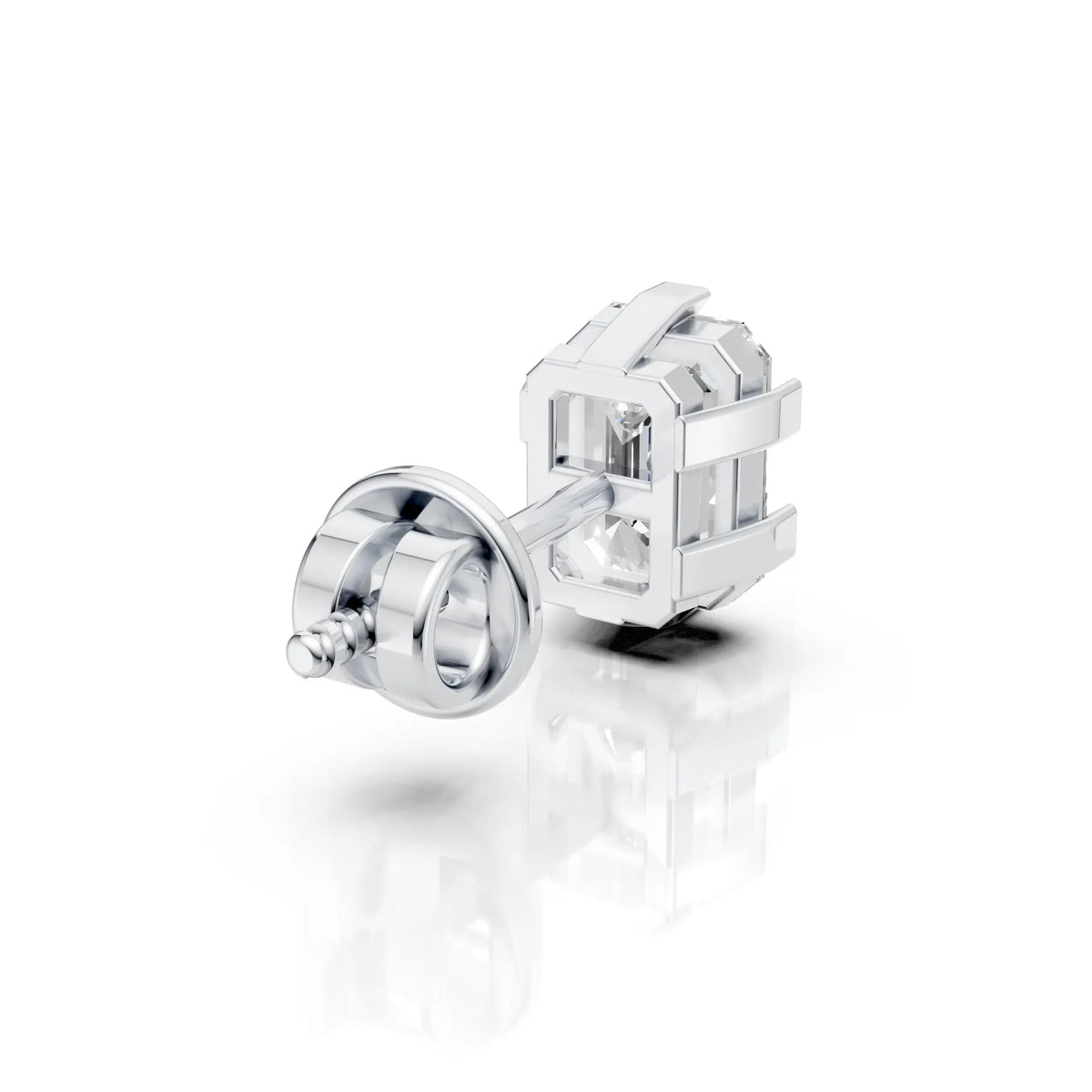 Emerald Cut Six-Prong Diamond Stud (1 PC)
