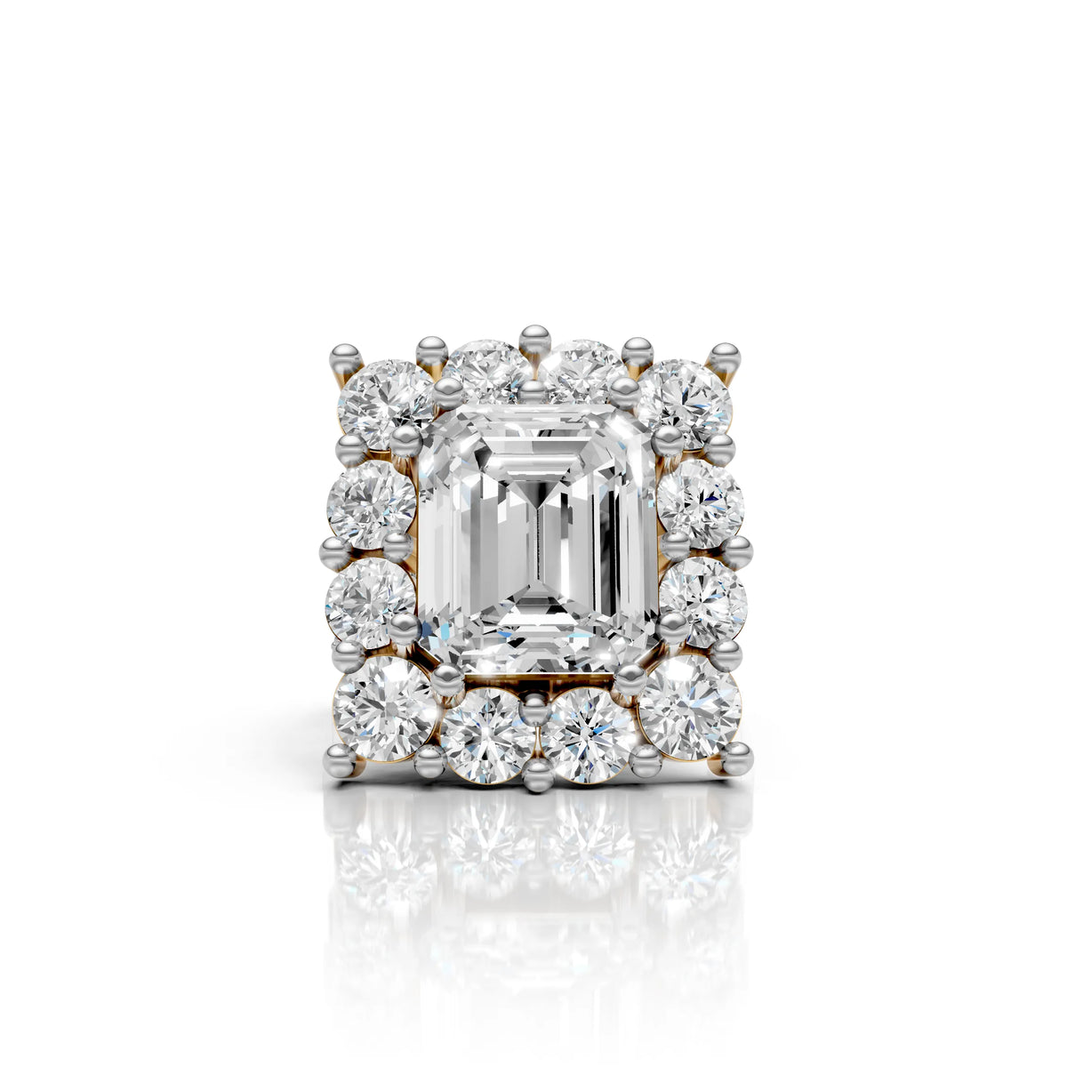 Royal Emerald Cut Diamond Cluster Ring