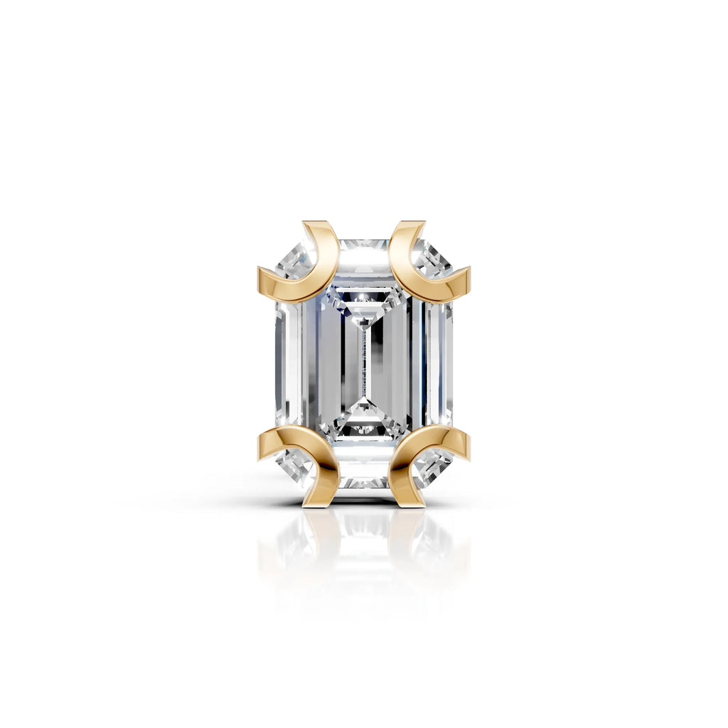 Emerald Cut Crescent Claw Stud (1 PC)