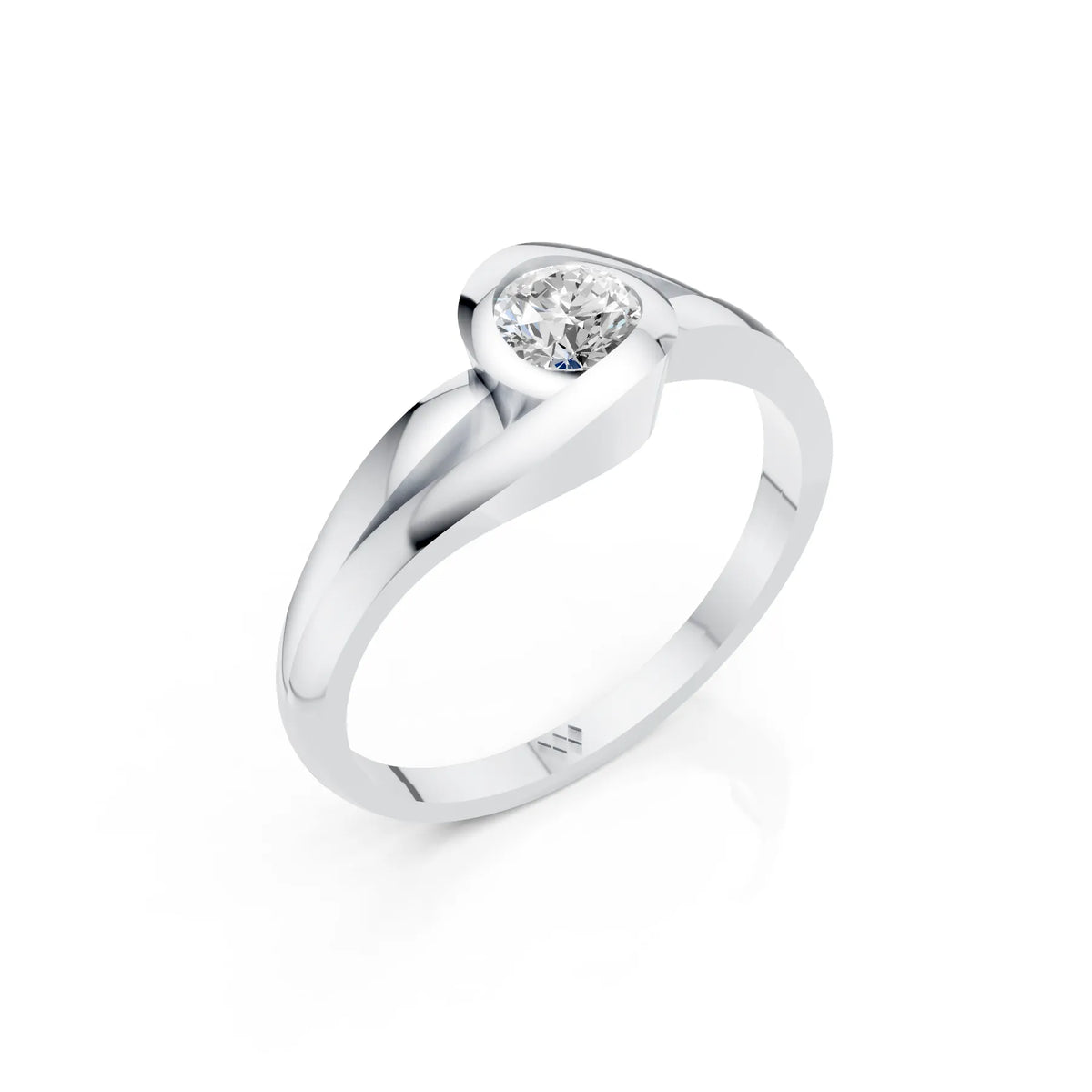 Round Solitaire Swirl Ring