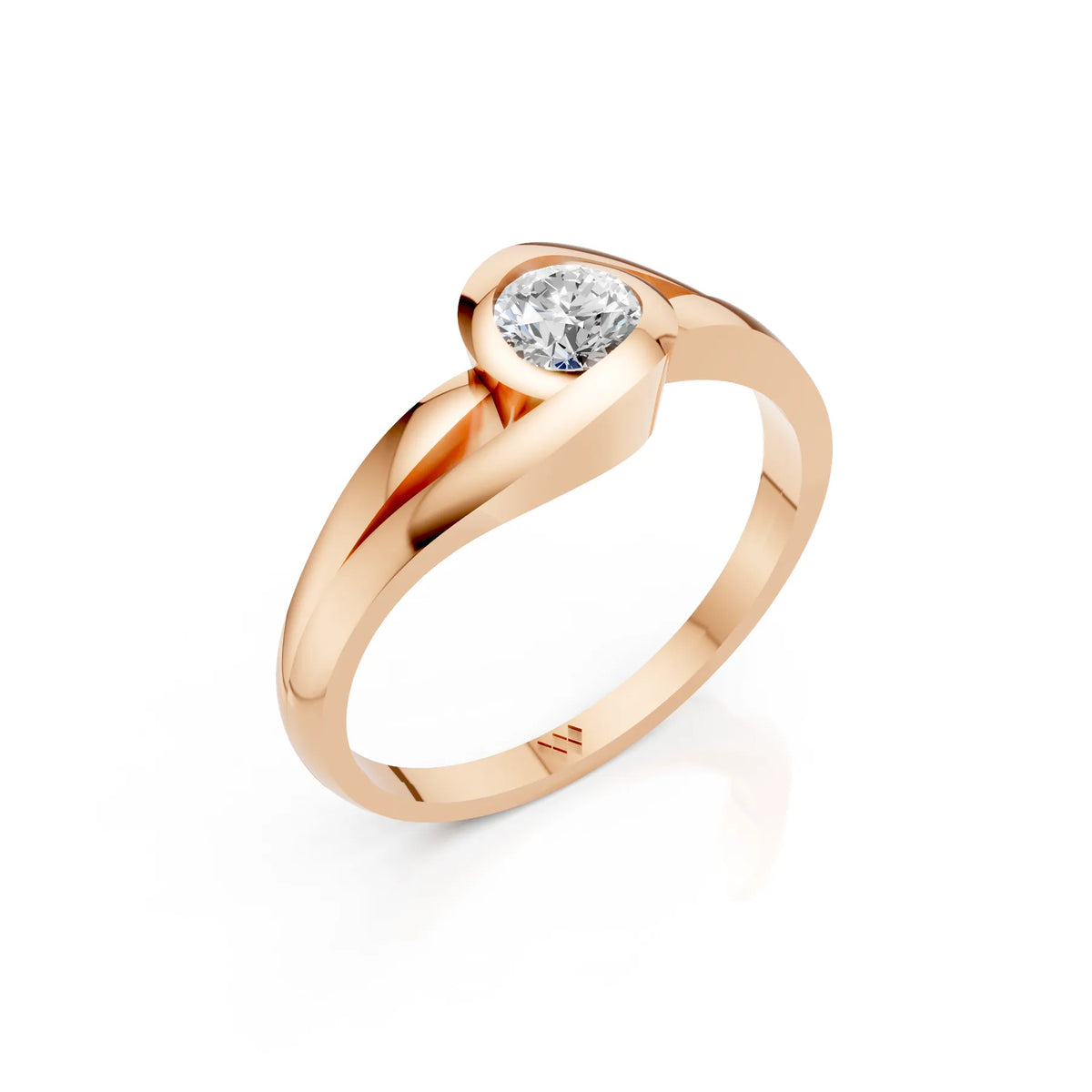 Round Solitaire Swirl Ring