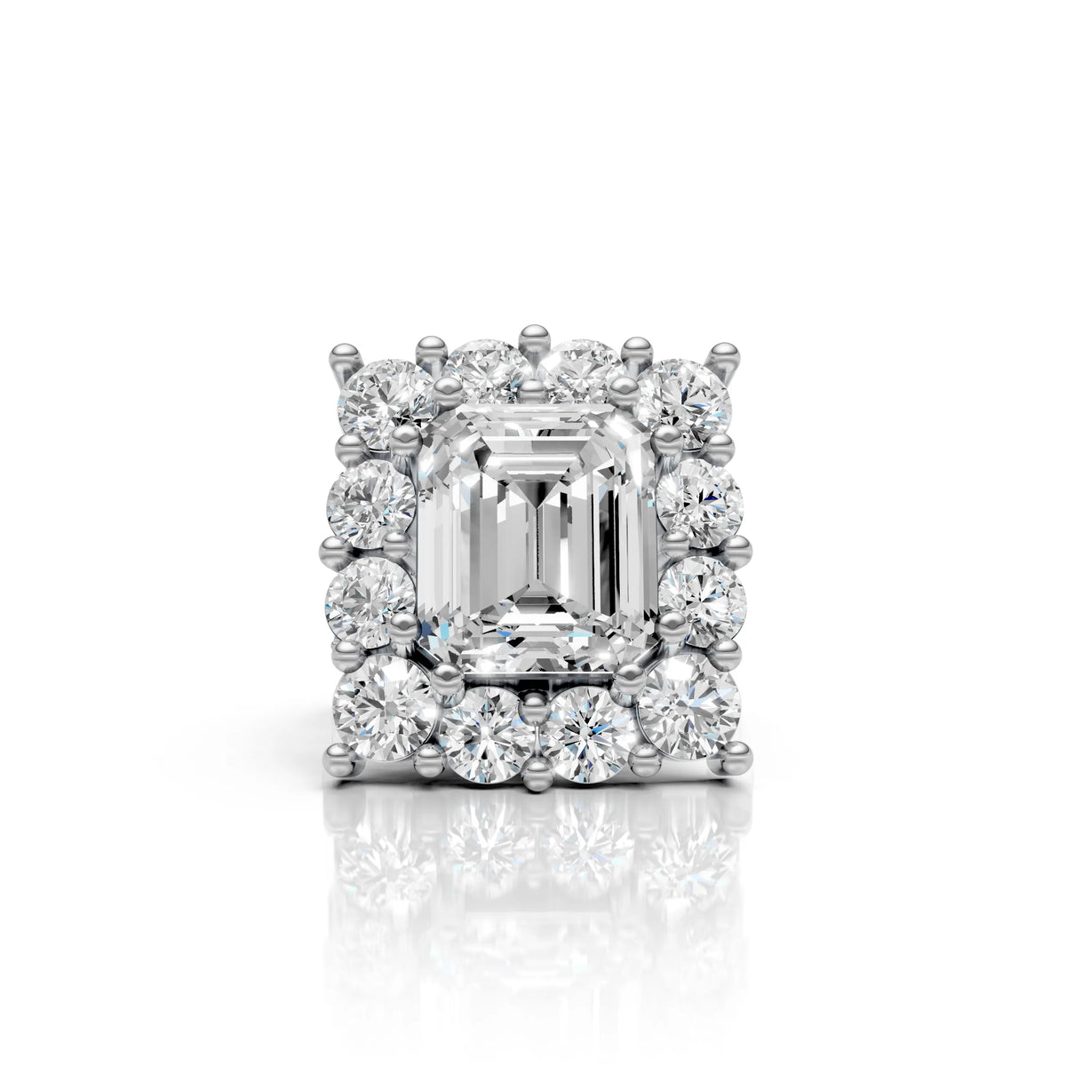 Royal Emerald Cut Diamond Cluster Ring
