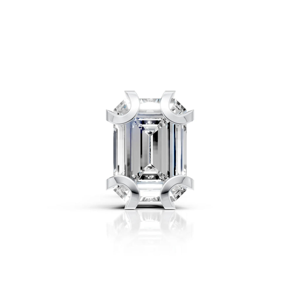 Emerald Cut Crescent Claw Stud (1 PC)