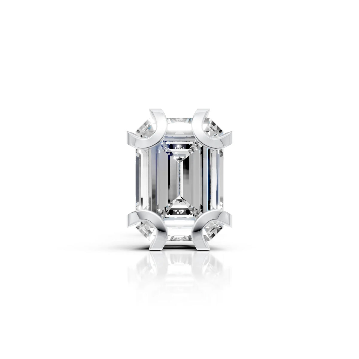 Emerald Cut Crescent Claw Stud (1 PC)