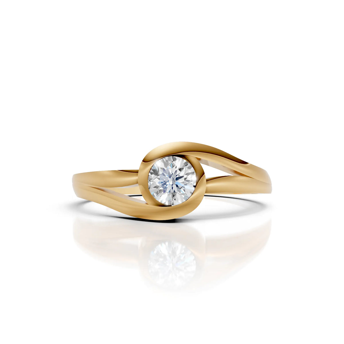 Round Solitaire Swirl Ring