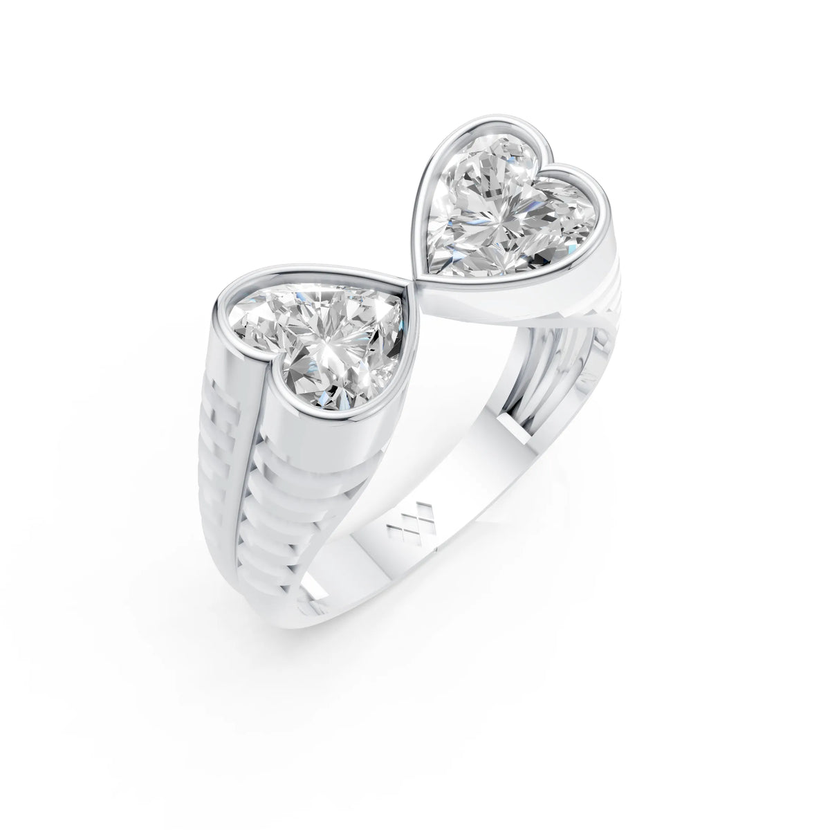 Double Heart Diamond Open Ring
