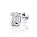 Emerald Cut Crescent Claw Stud (1 PC)