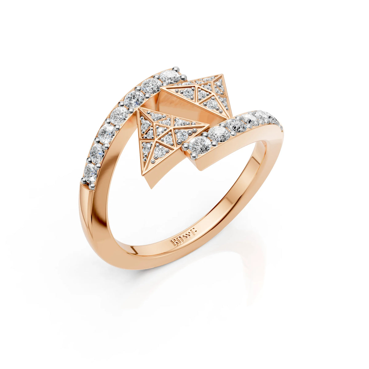 Geometric Diamond Open Wrap Ring
