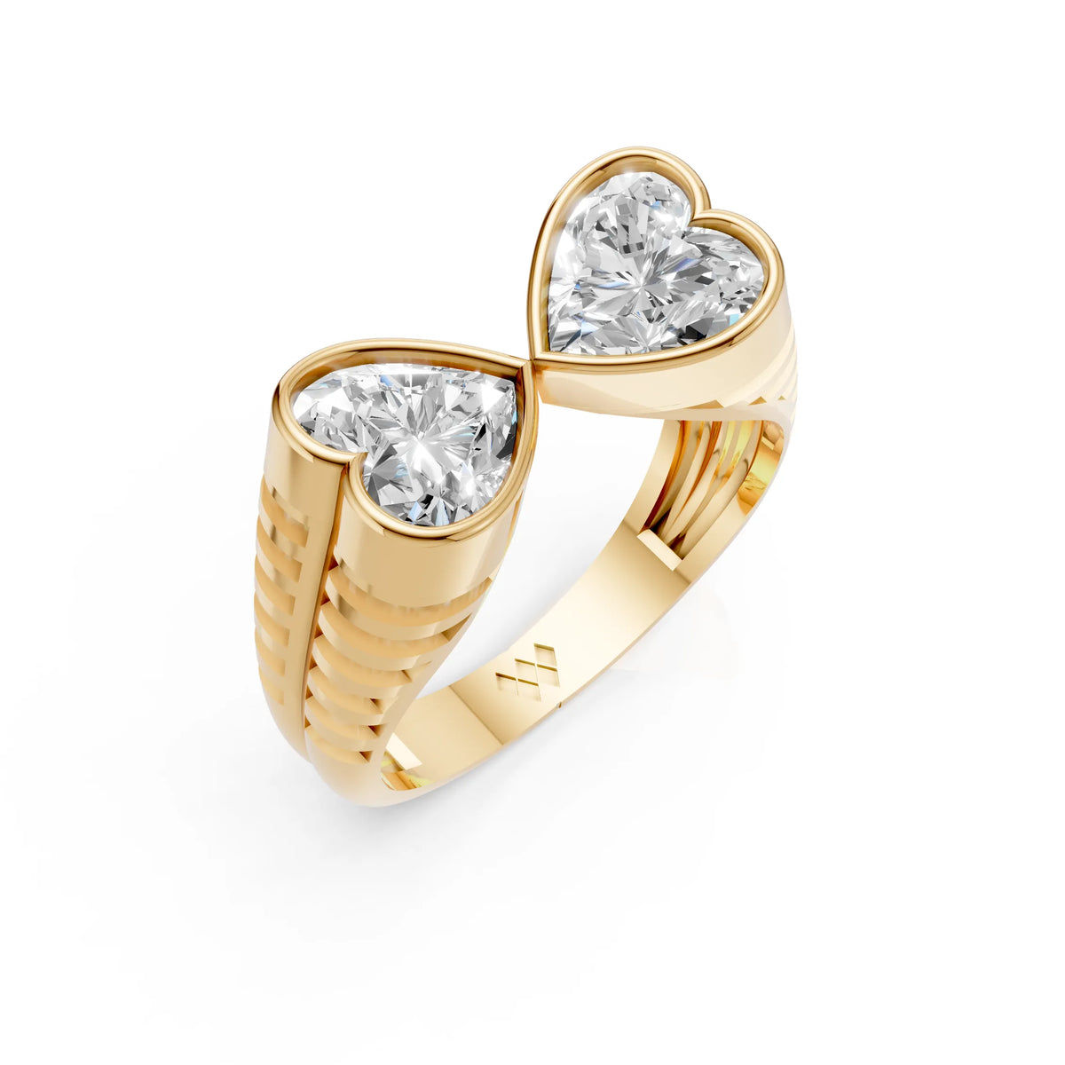 Double Heart Diamond Open Ring