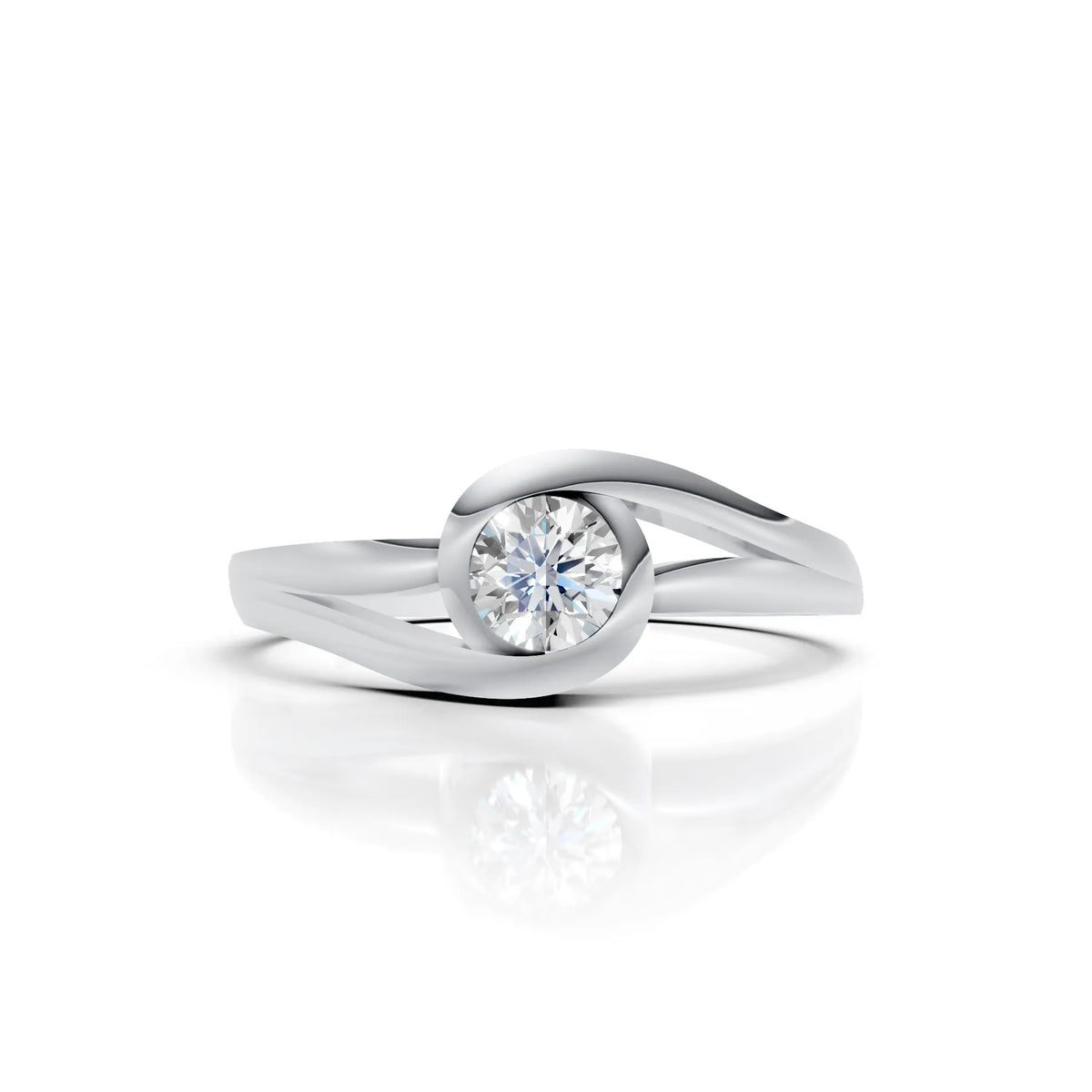 Round Solitaire Swirl Ring