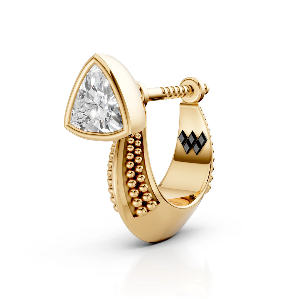 Trillion Cut Solitaire Diamond Huggie Bali