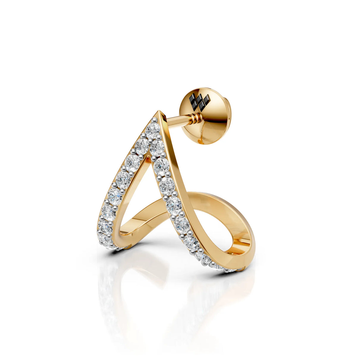V-Shaped Round Diamond Hoop Studs