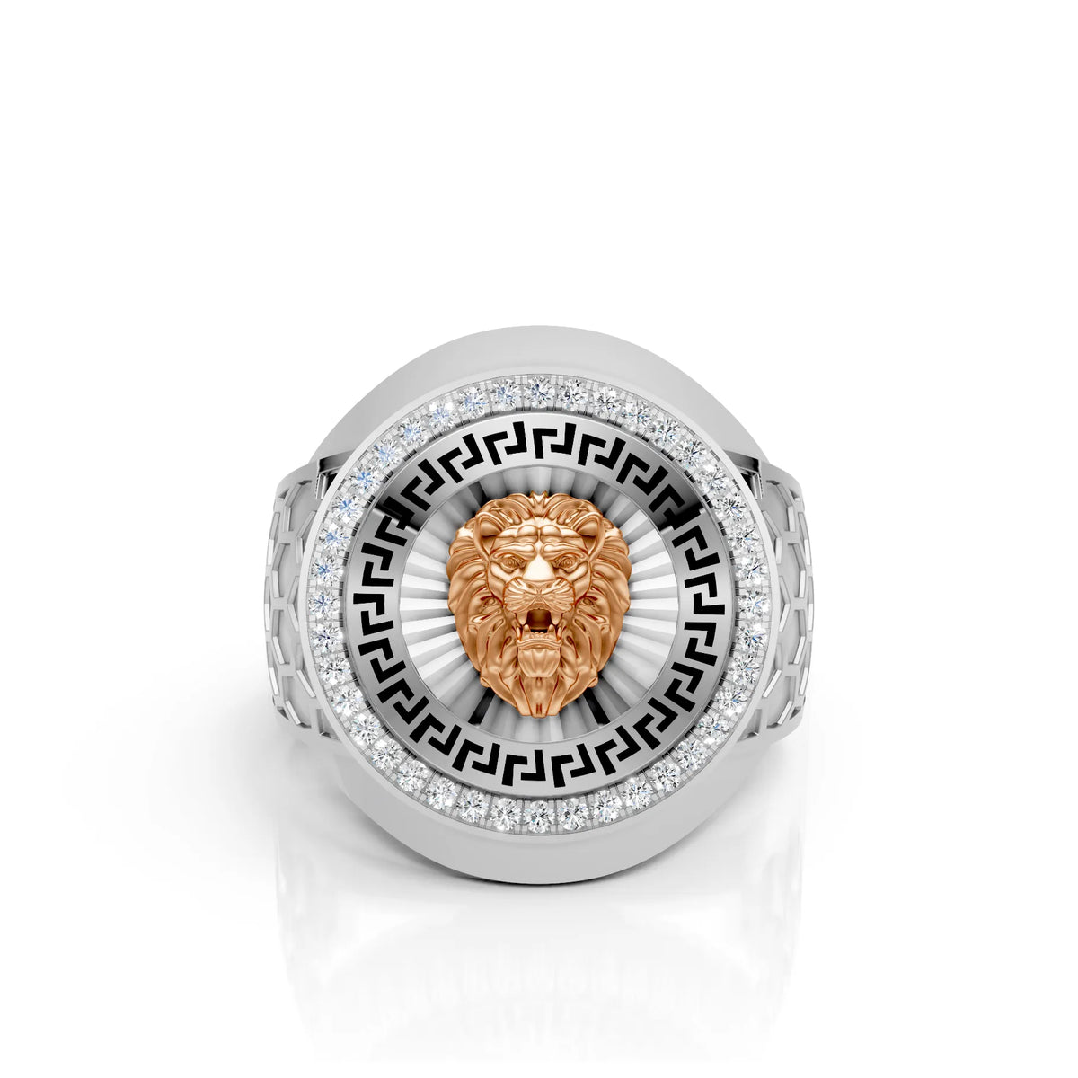 Solid Gold  And 925 Sterling Silver Gold Moissanite Diamond Bulky Lion Ring