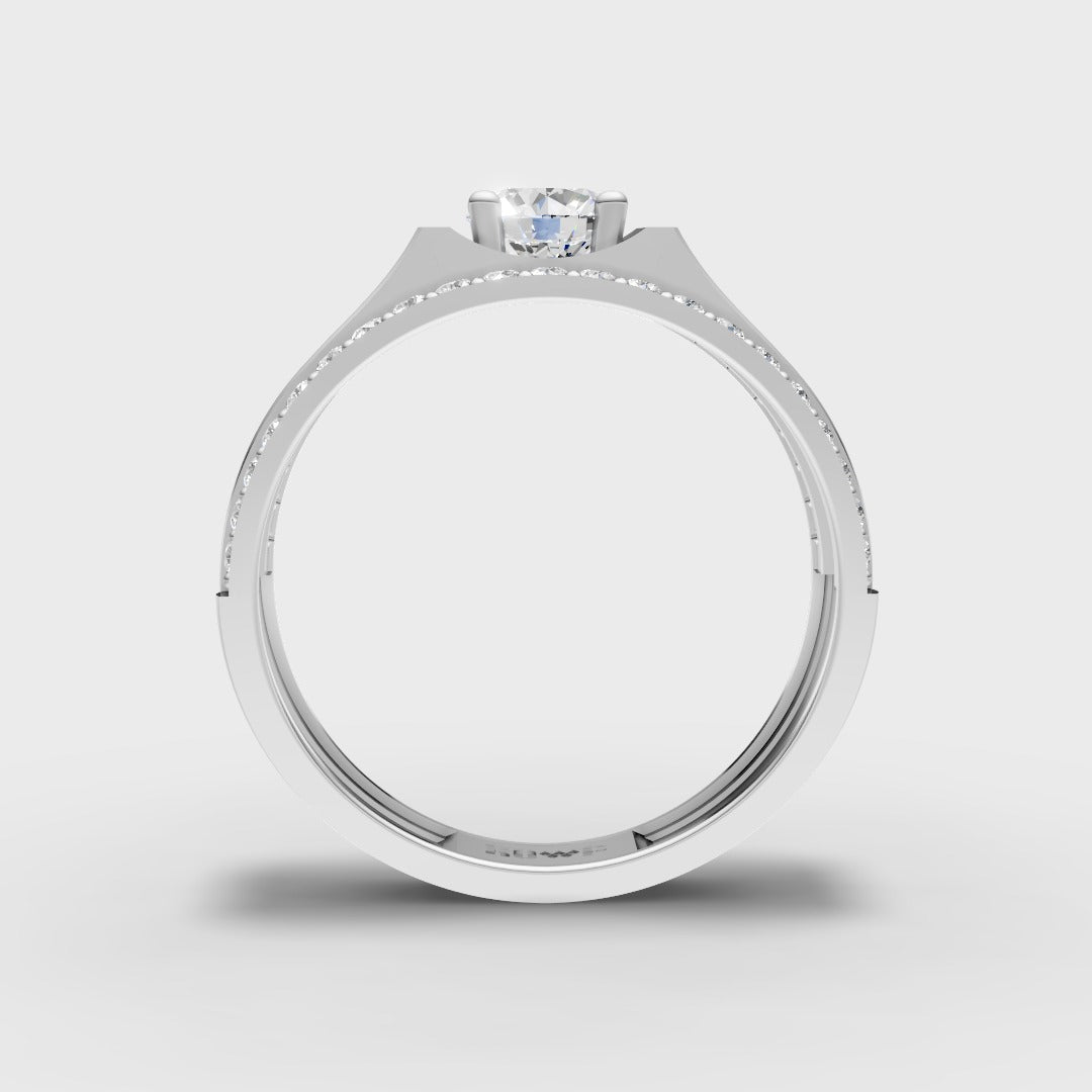 925 Sterling Silver Gents Ring with Horizontal Moissanite Detailing