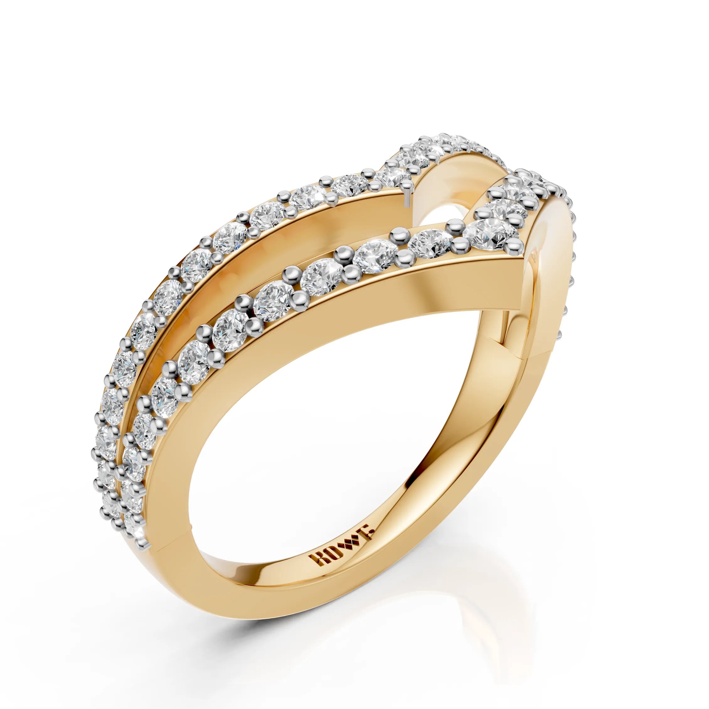Modern Double Band Diamond Ring