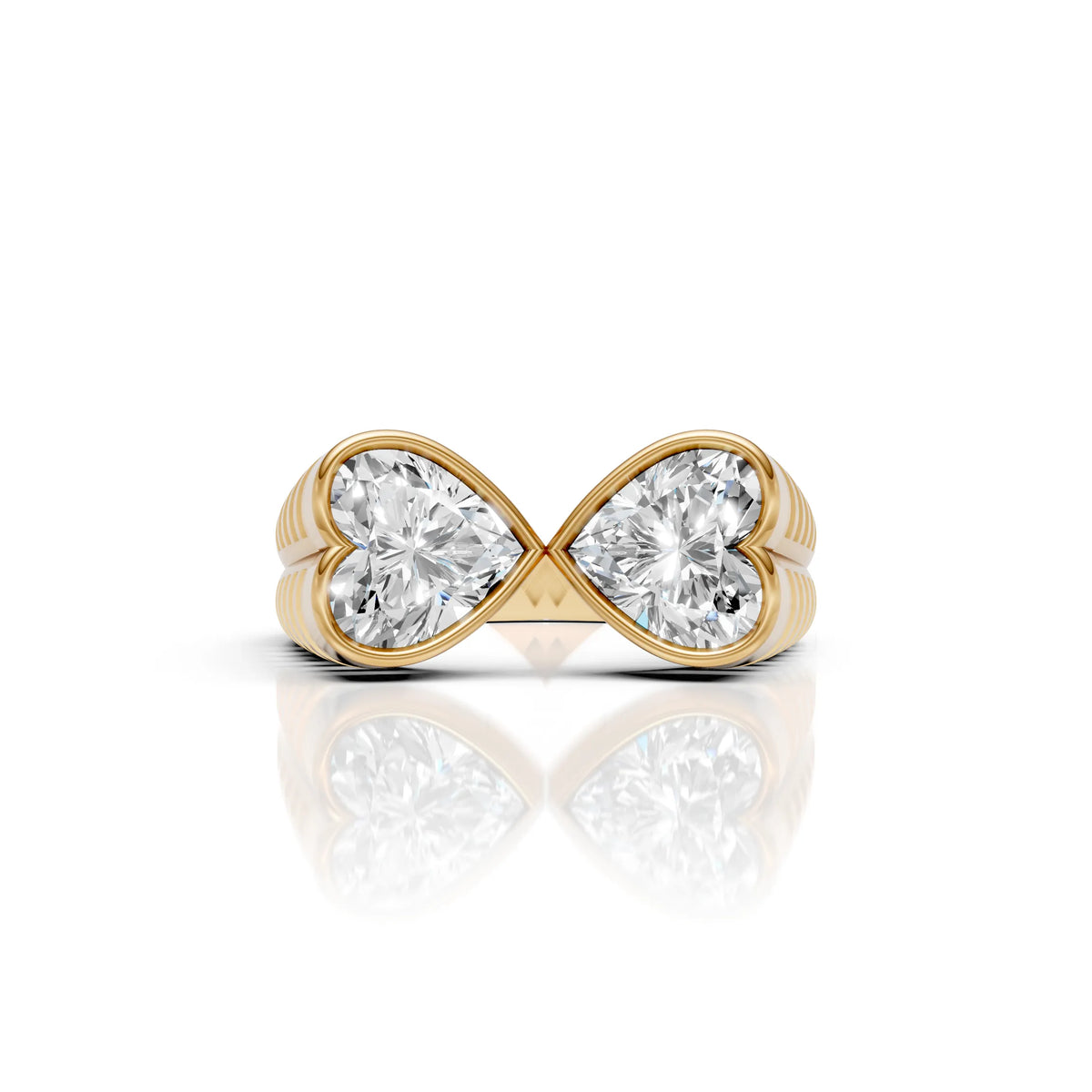 Double Heart Diamond Open Ring