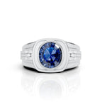 Silver Ring with Blue CZ Diamond