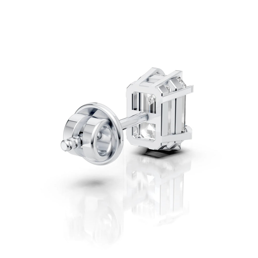 Emerald Cut Crescent Claw Stud (1 PC)