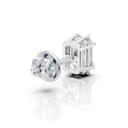 Emerald Cut Crescent Claw Stud (1 PC)
