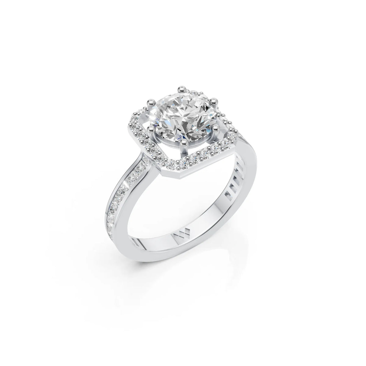 Round Halo Solitaire Ring
